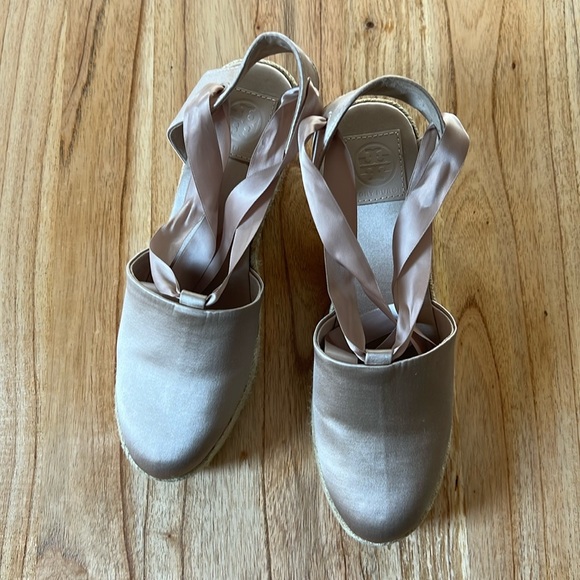 Tory Burch wedge Elisa Satin Espadrilles - Picture 2 of 7
